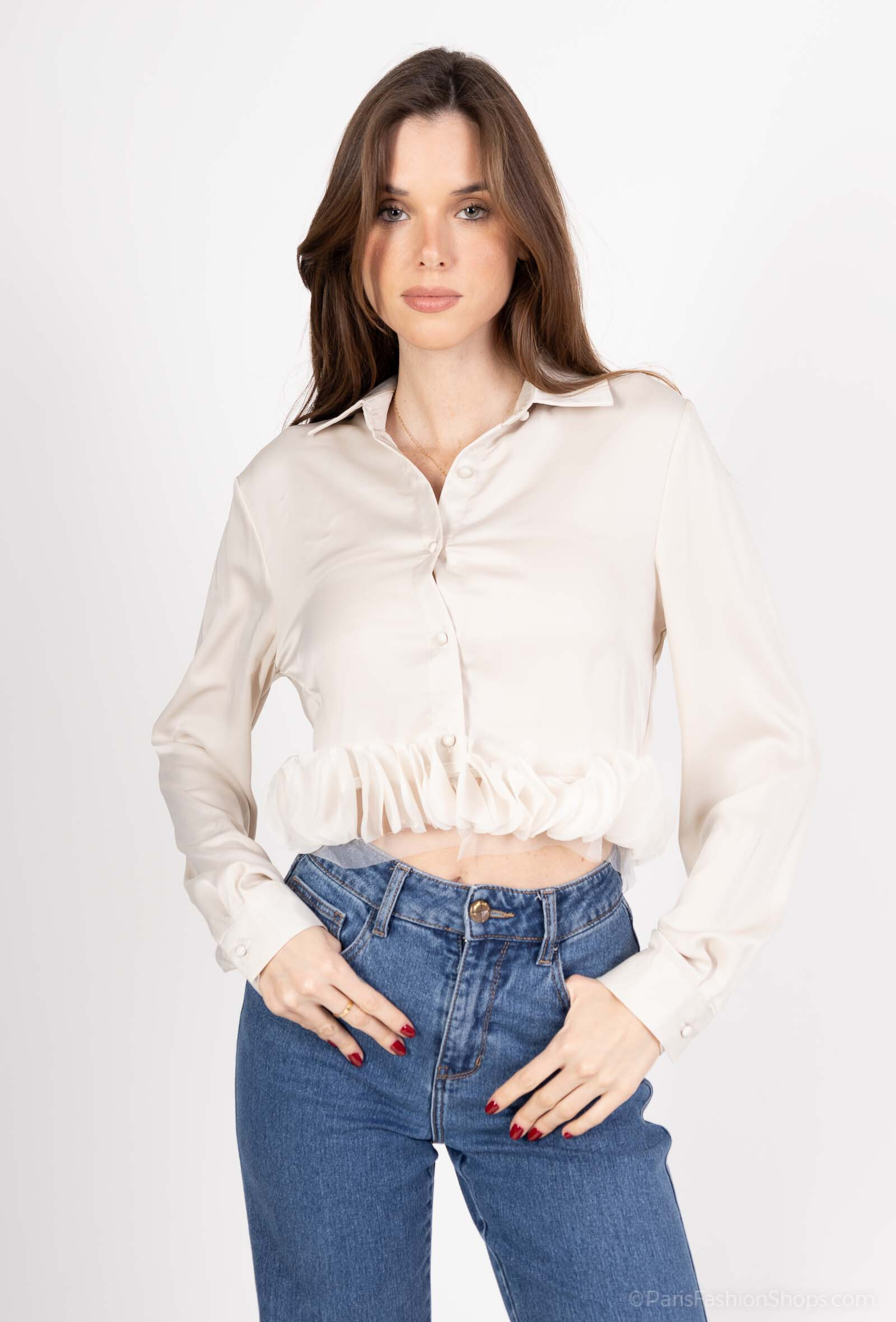 Wholesaler Golden Live - Cropped shirt with petals