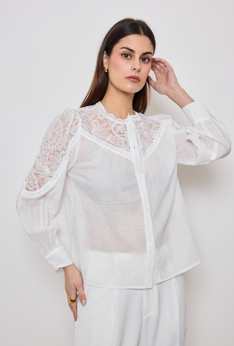 Wholesaler Golden Live - Linen cotton blouse with lace