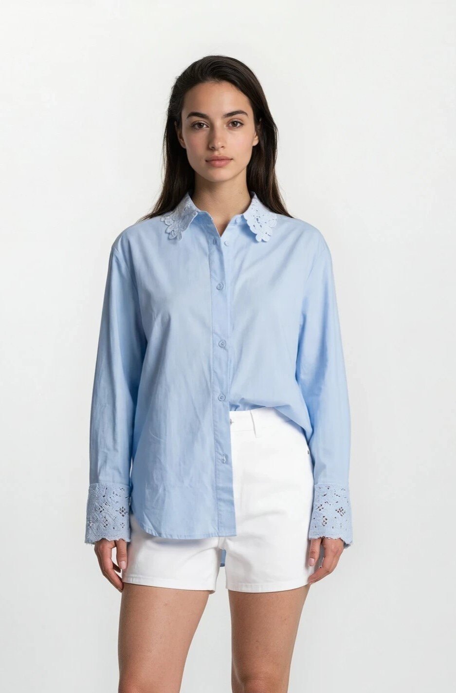 Wholesaler Golden Live - Poplin blouse with Peter Pan collar