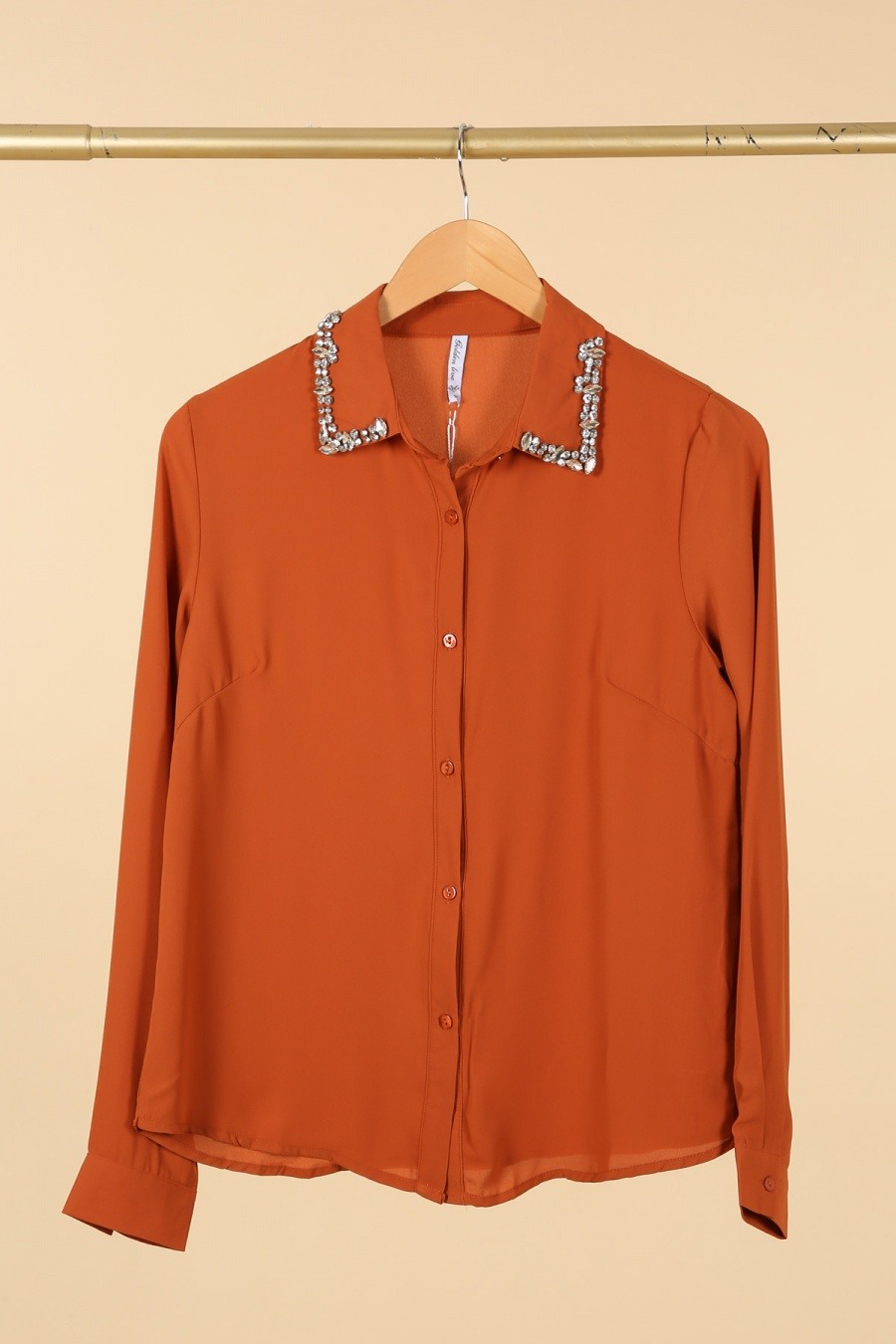 Mayorista Golden Live - Camisa con cuello de strass