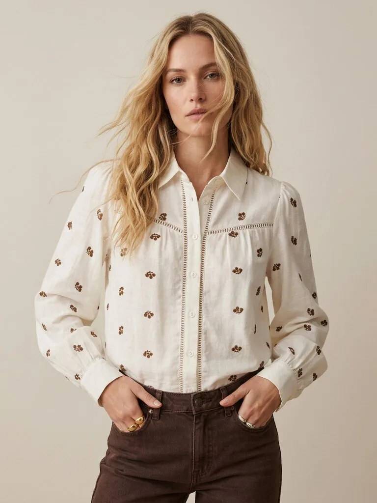 Mayorista Golden Live - Camisa suave calada con bordados