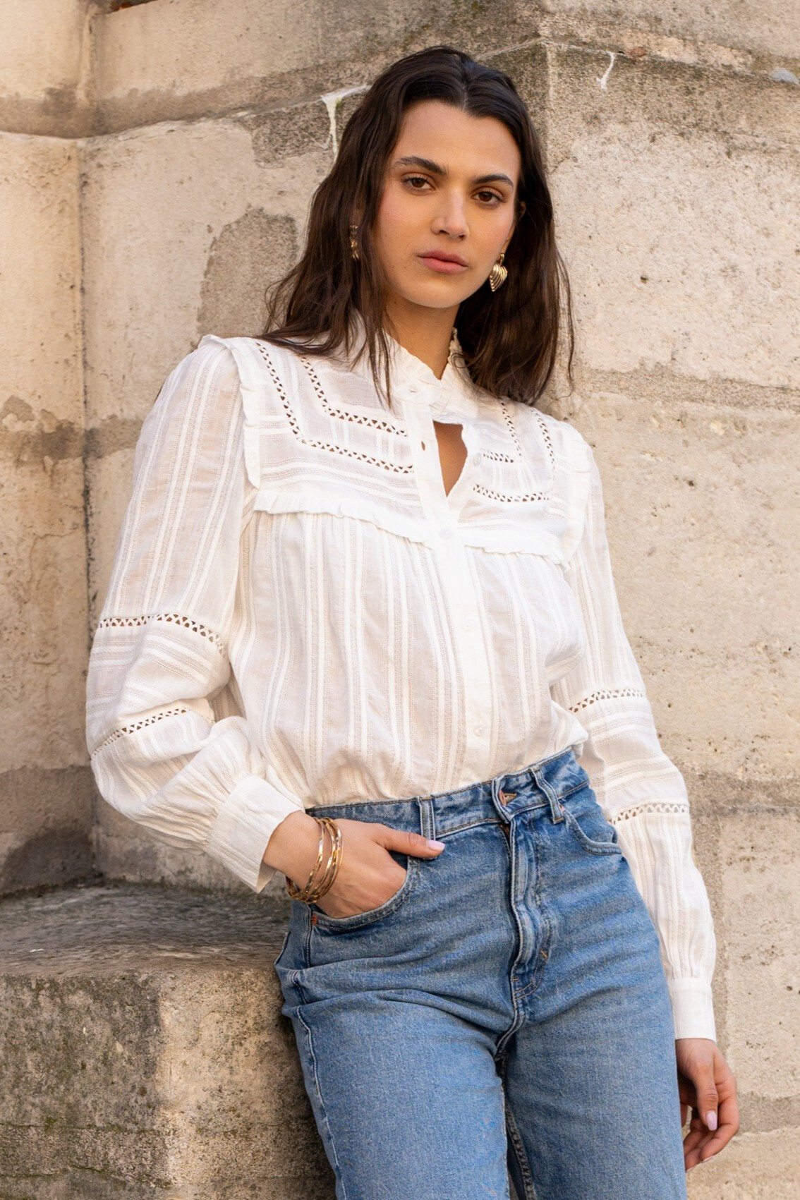 Grossiste Golden Live - Chemise en coton brodée