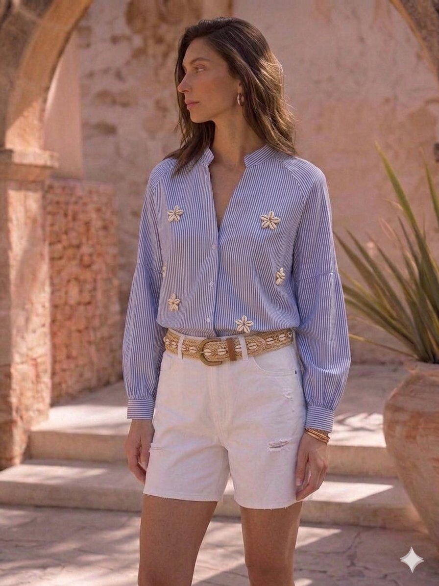 Wholesaler Golden Live - Striped shirt with seashells