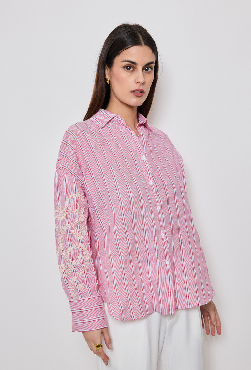Wholesaler Golden Live - Embroidered striped shirt