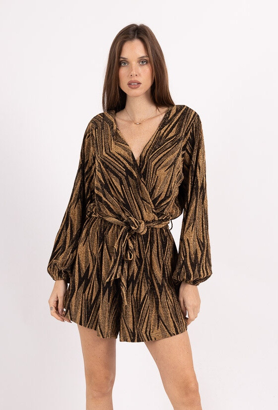 Großhändler Golden Live - Glänzend bedruckter Playsuit