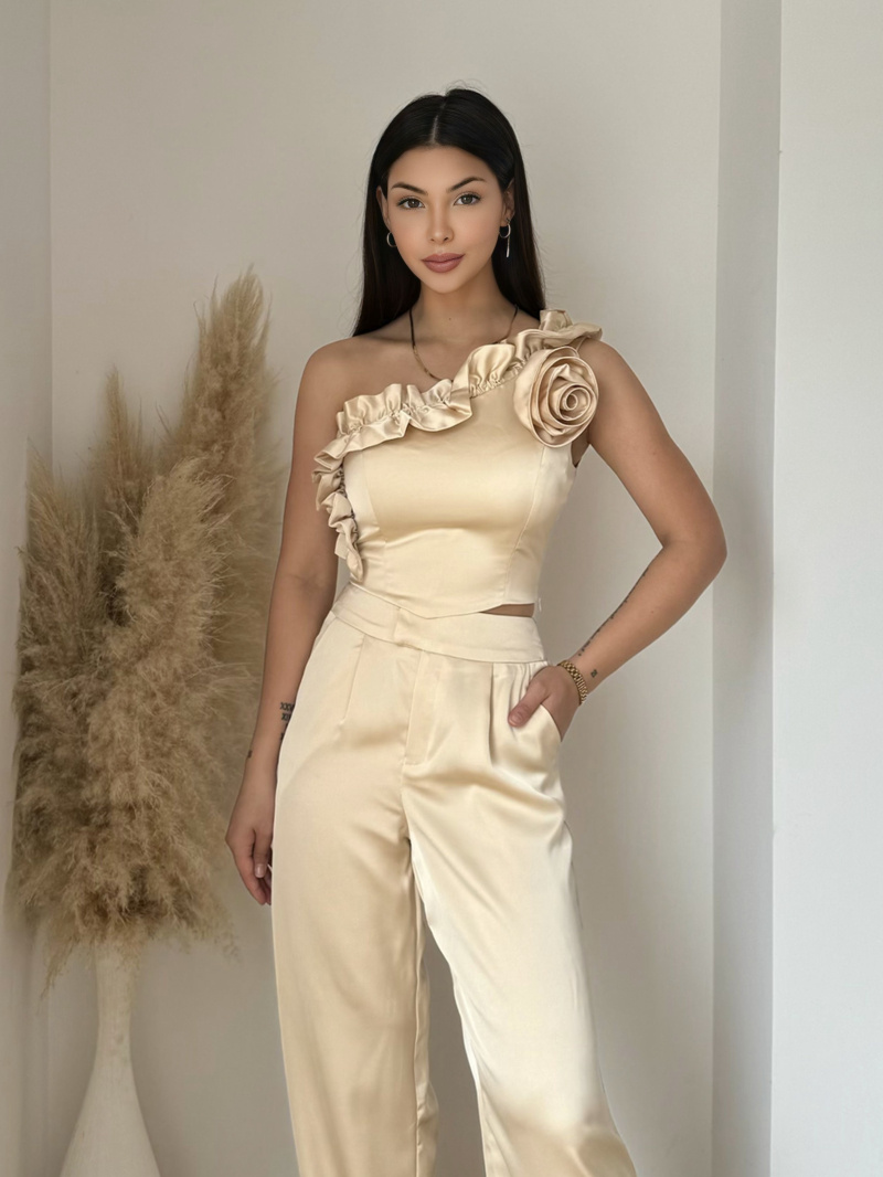 Grossiste Golden Live - Ensemble en satin à fleurs