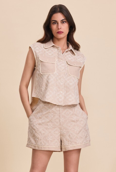 Mayorista Golden Live - Conjunto de top y shorts bordados