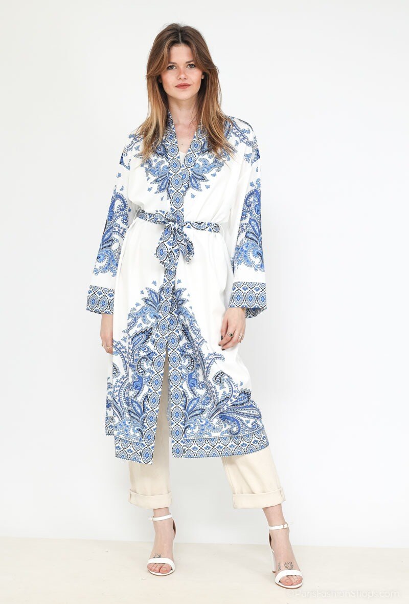 Mayorista Golden Live - Kimono largo con estampado étnico