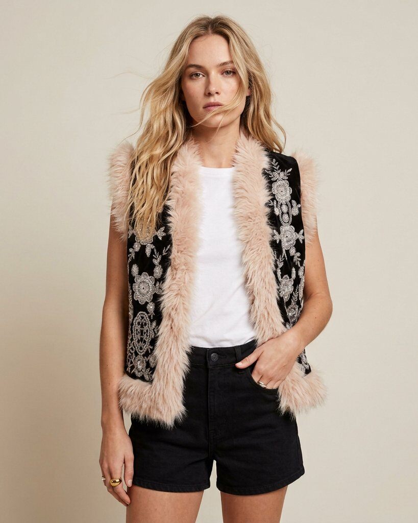 Grossista Golden Live - Gilet con pelliccia sintetica