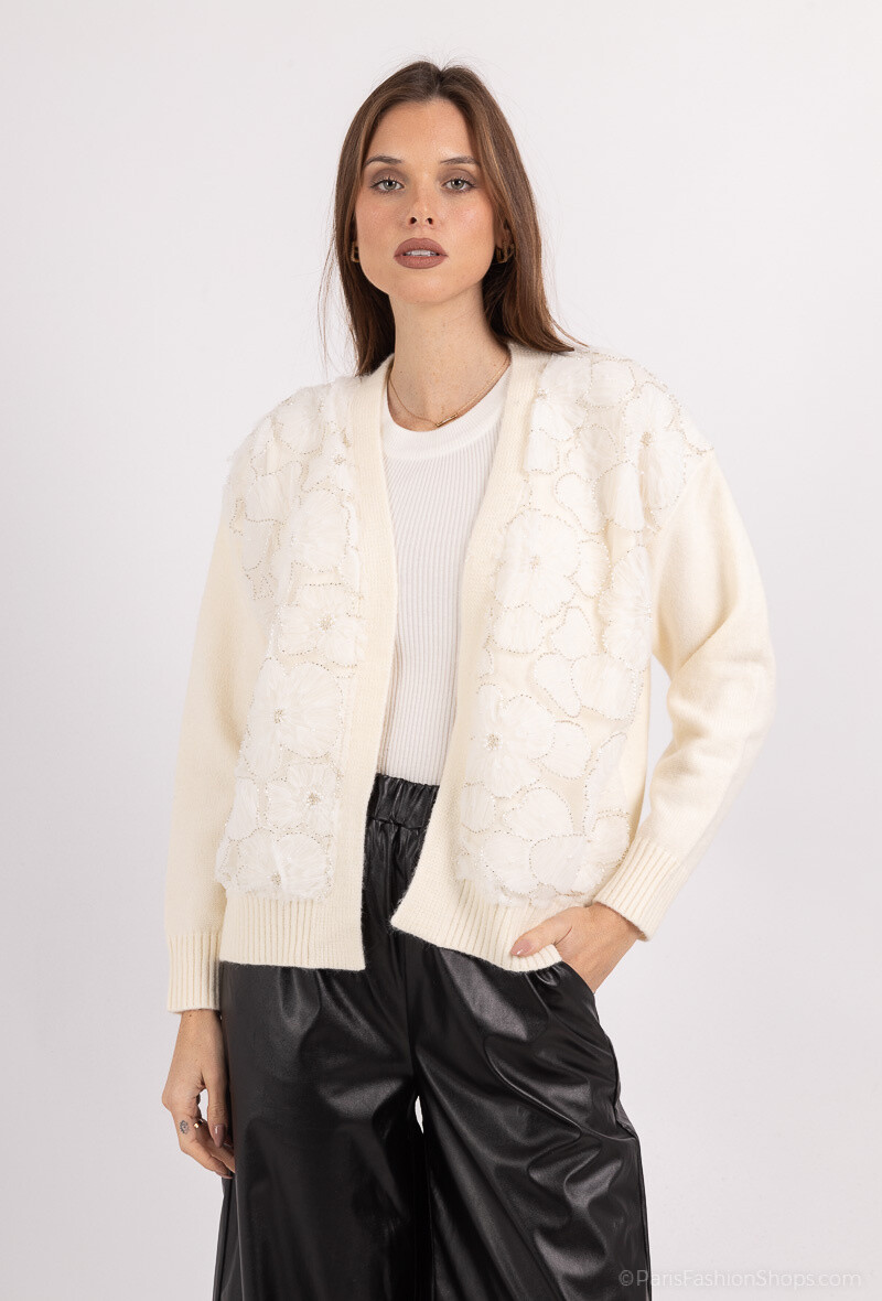 Wholesaler Golden Live - Knitted vest with rhinestone flowers