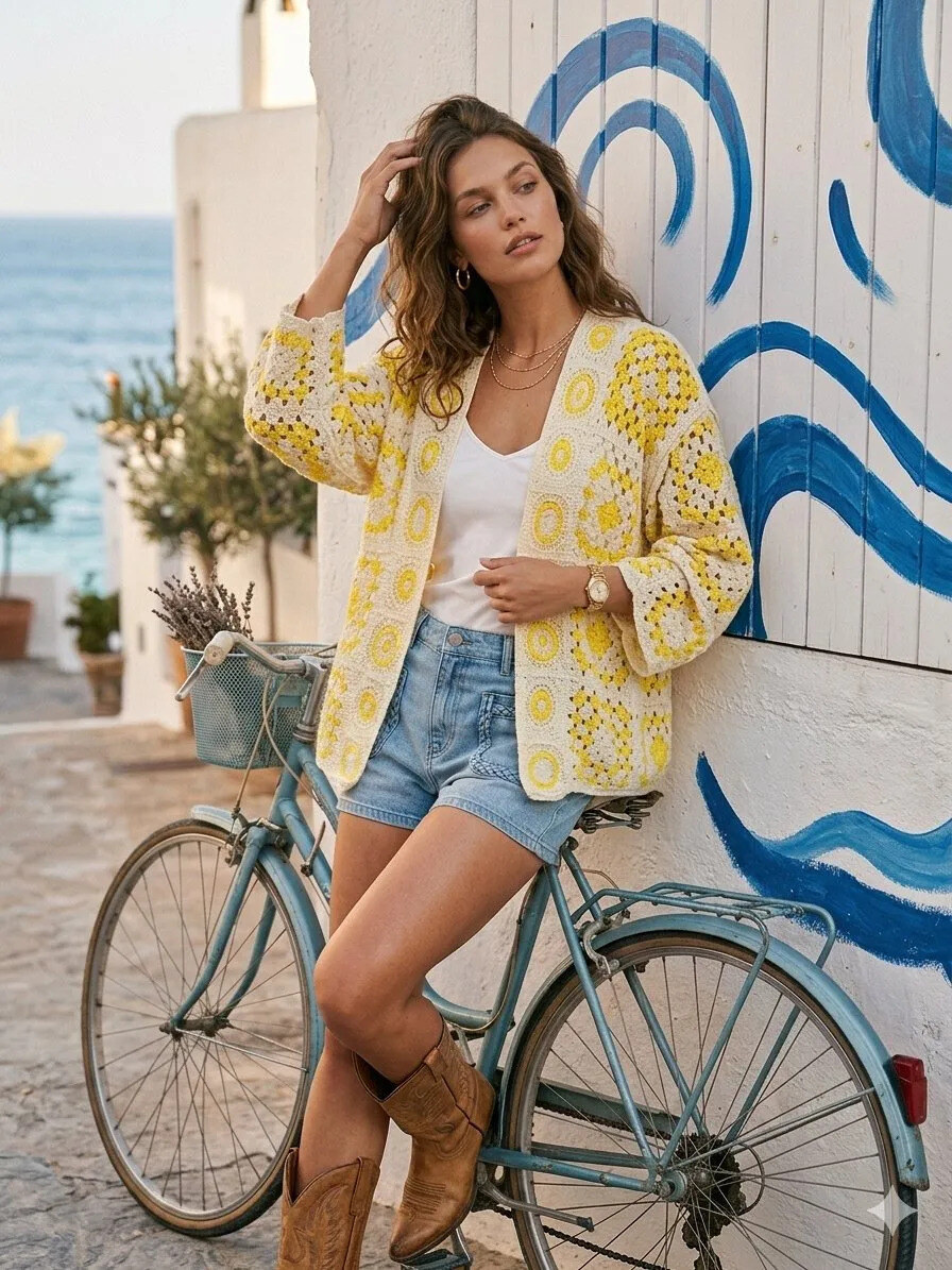 Wholesaler Golden Live - Bohemian long-sleeve crochet cardigan