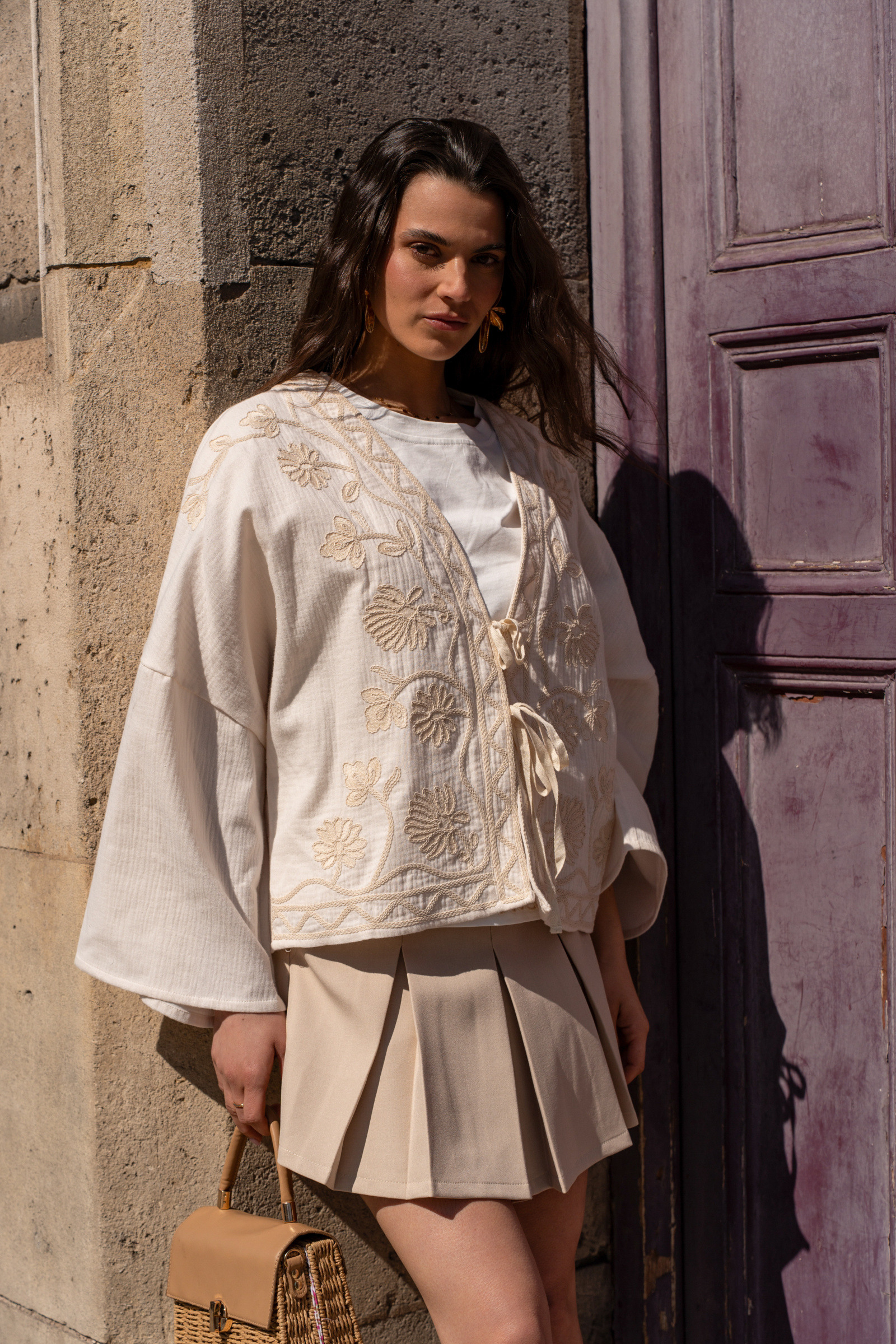 Wholesaler Golden Live - Embroidered cotton kimono cardigan