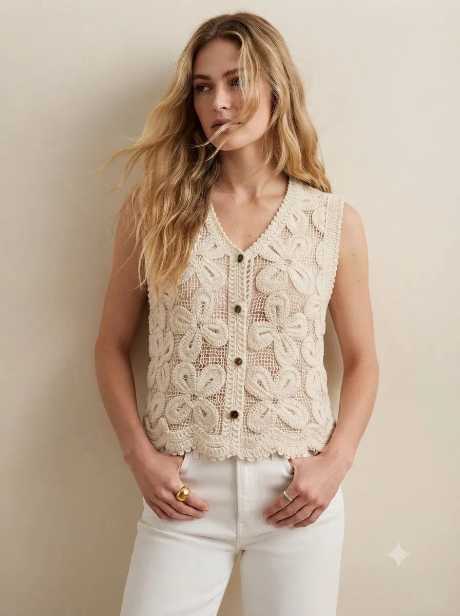 Grossiste Golden Live - Gilet coton en crochet