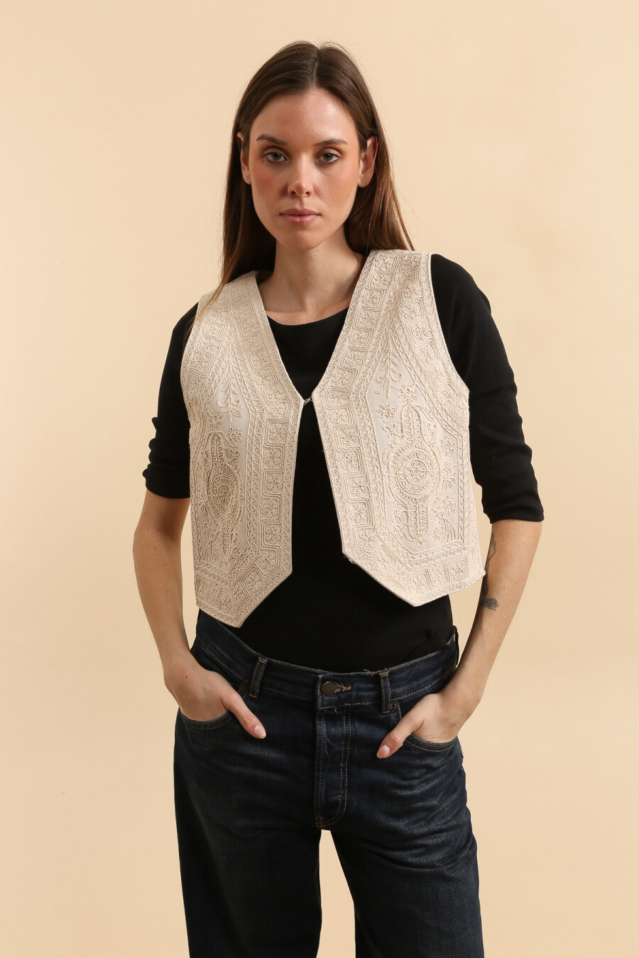 Wholesaler Golden Live - Beaded sleeveless vest
