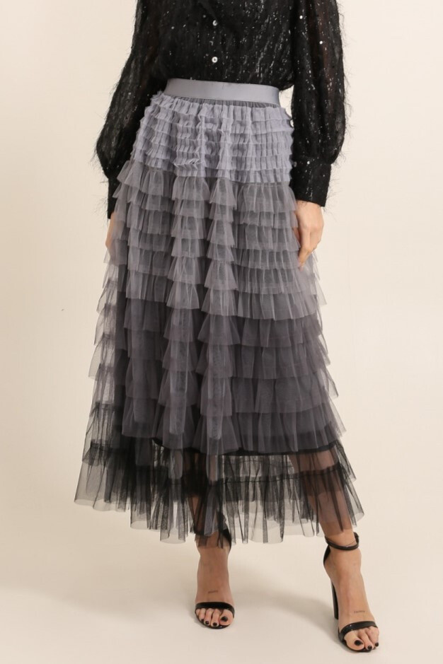 Grossista Golden Live - Gonna maxi in tulle sfumato