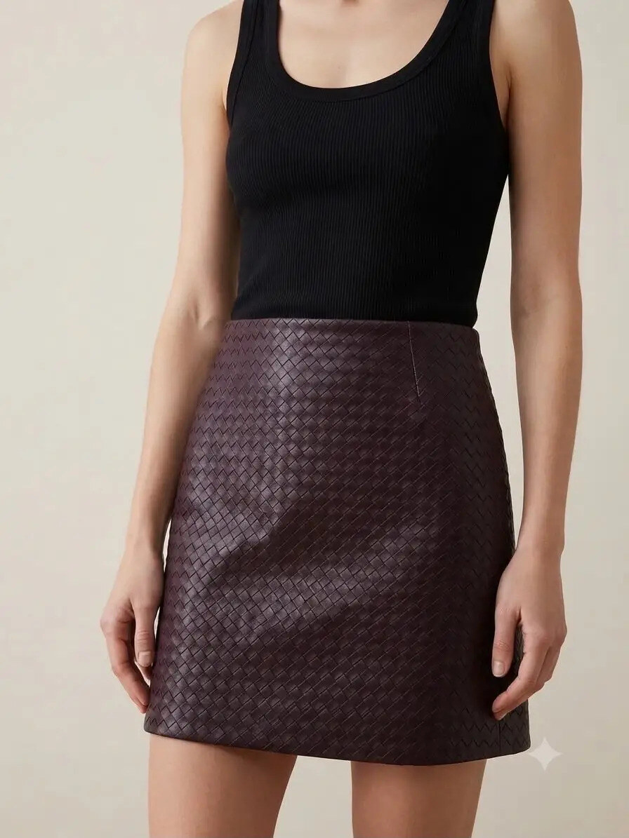 Wholesaler Golden Live - Braided faux leather skirt