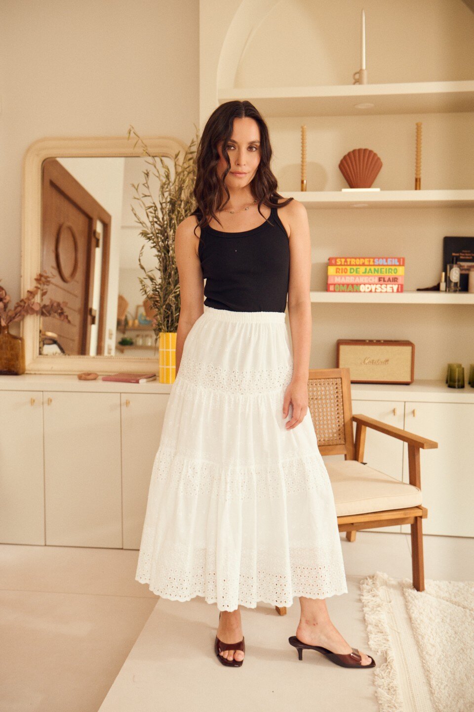 Grossiste Golden Live - Jupe longue bohème broderie anglaise