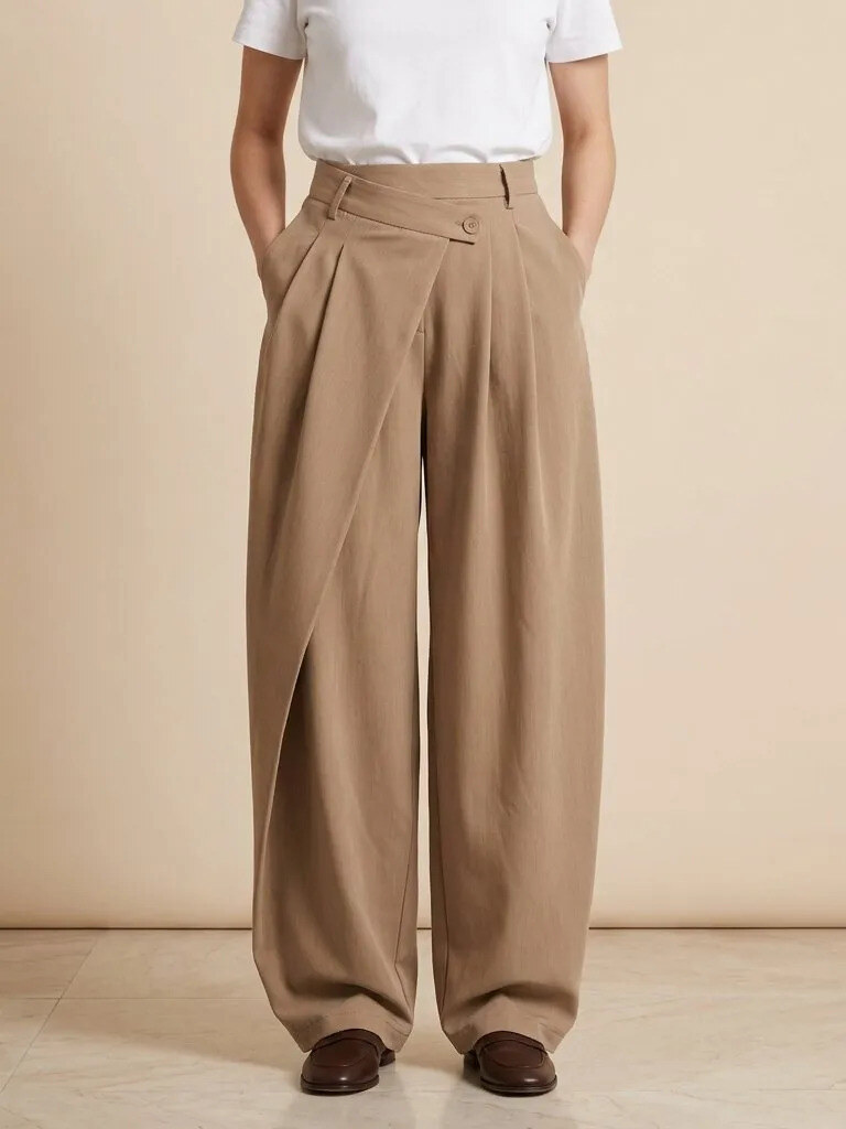 Grossiste Golden Live - Pantalon tailleur large à fermeture asymétrique