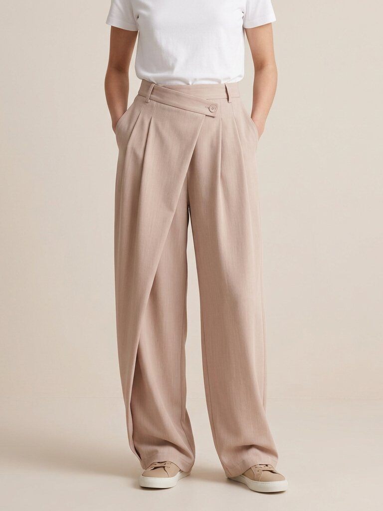 Mayorista Golden Live - Pantalones fluidos de pierna ancha asimétricos