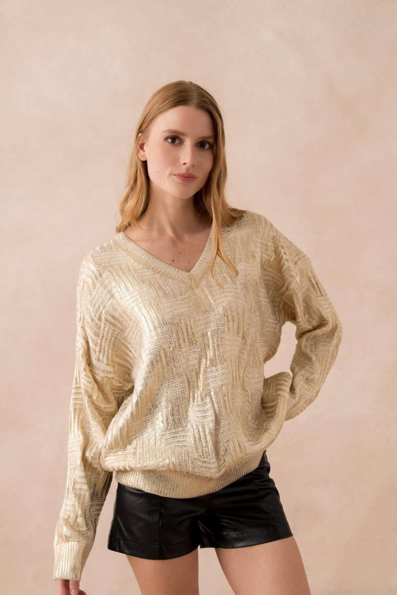 Großhändler Golden Live - Metallic-Strickpullover