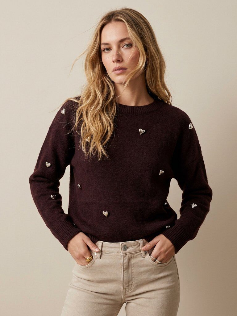 Grossiste Golden Live - Pull col rond à coeur