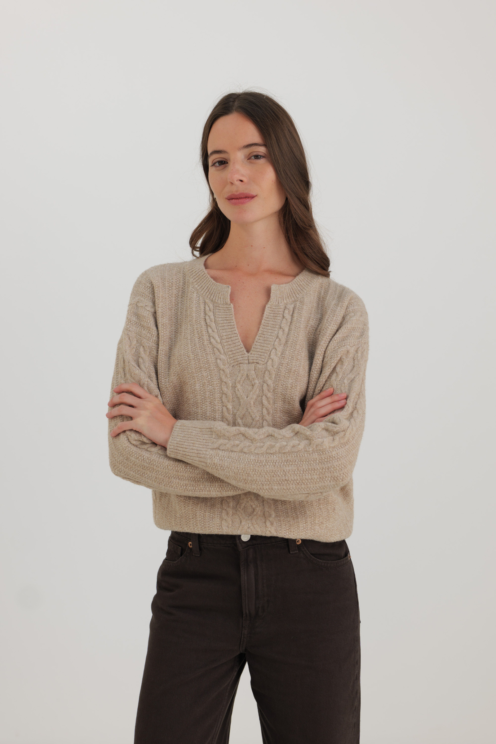 Wholesaler Golden Live - Braided sweater with polo collar