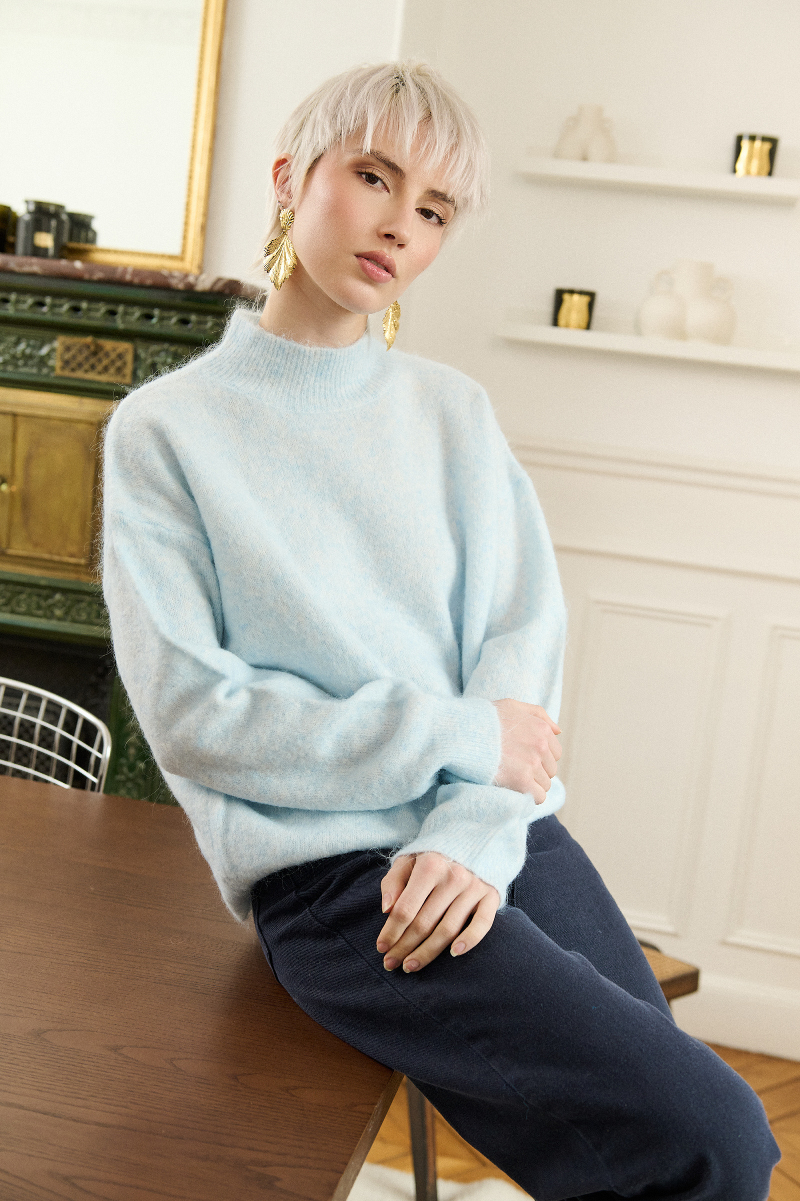 Wholesaler Golden Live - Plain sweater with a brushed effect