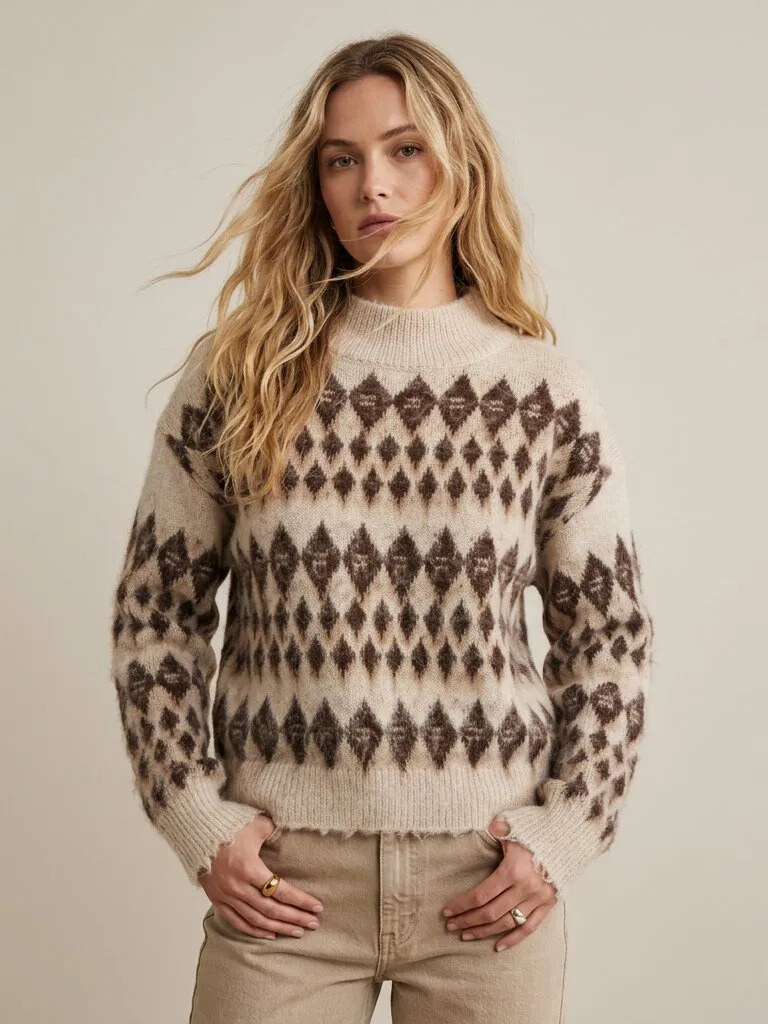 Grossiste Golden Live - Pull à motif, effet brossé