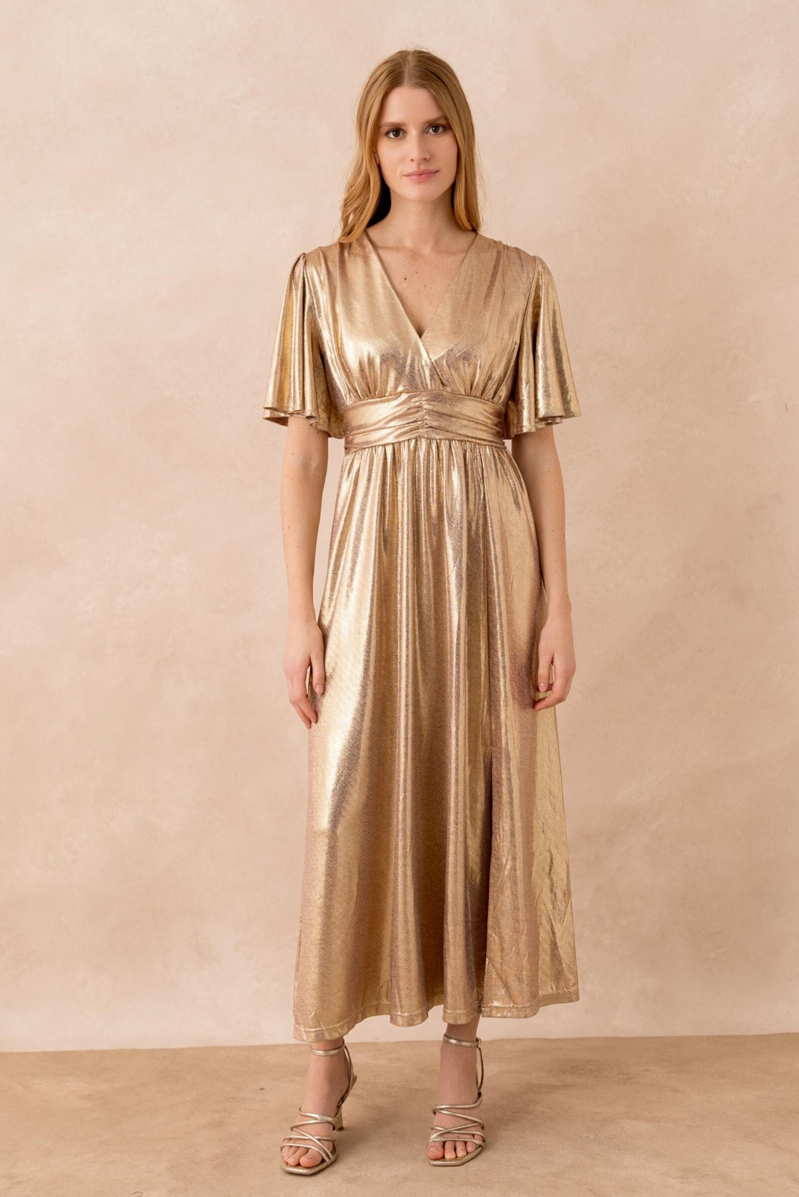Wholesaler Golden Live - Shiny maxi dress short sleeves