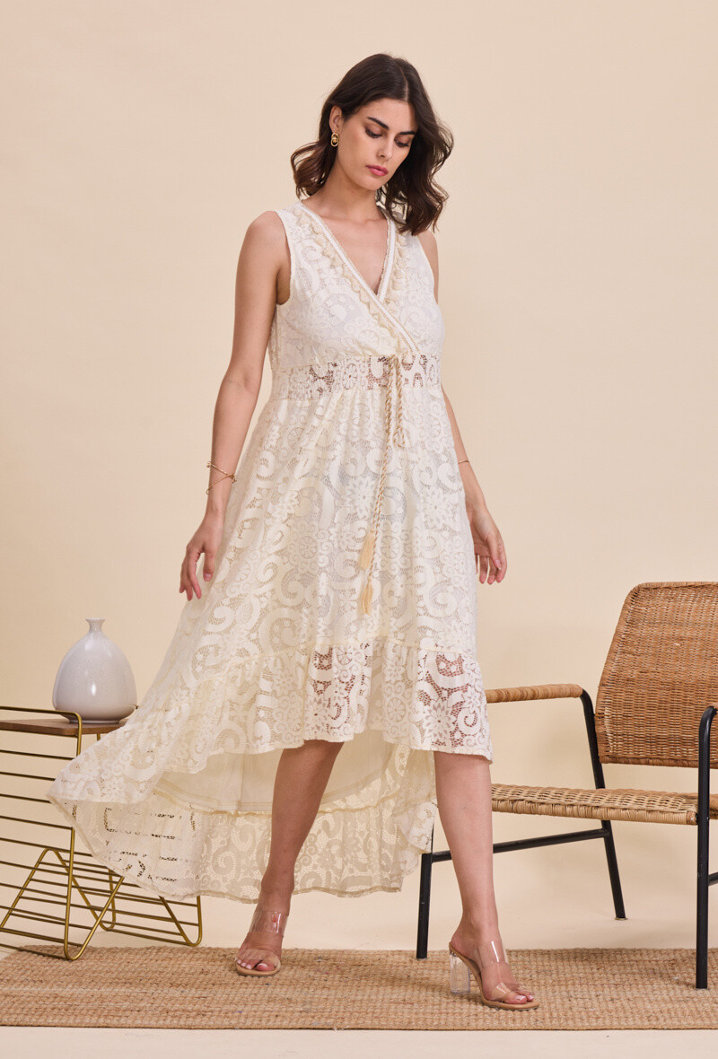 Grossiste Golden Live - Robe asymétrique bohème en dentelle