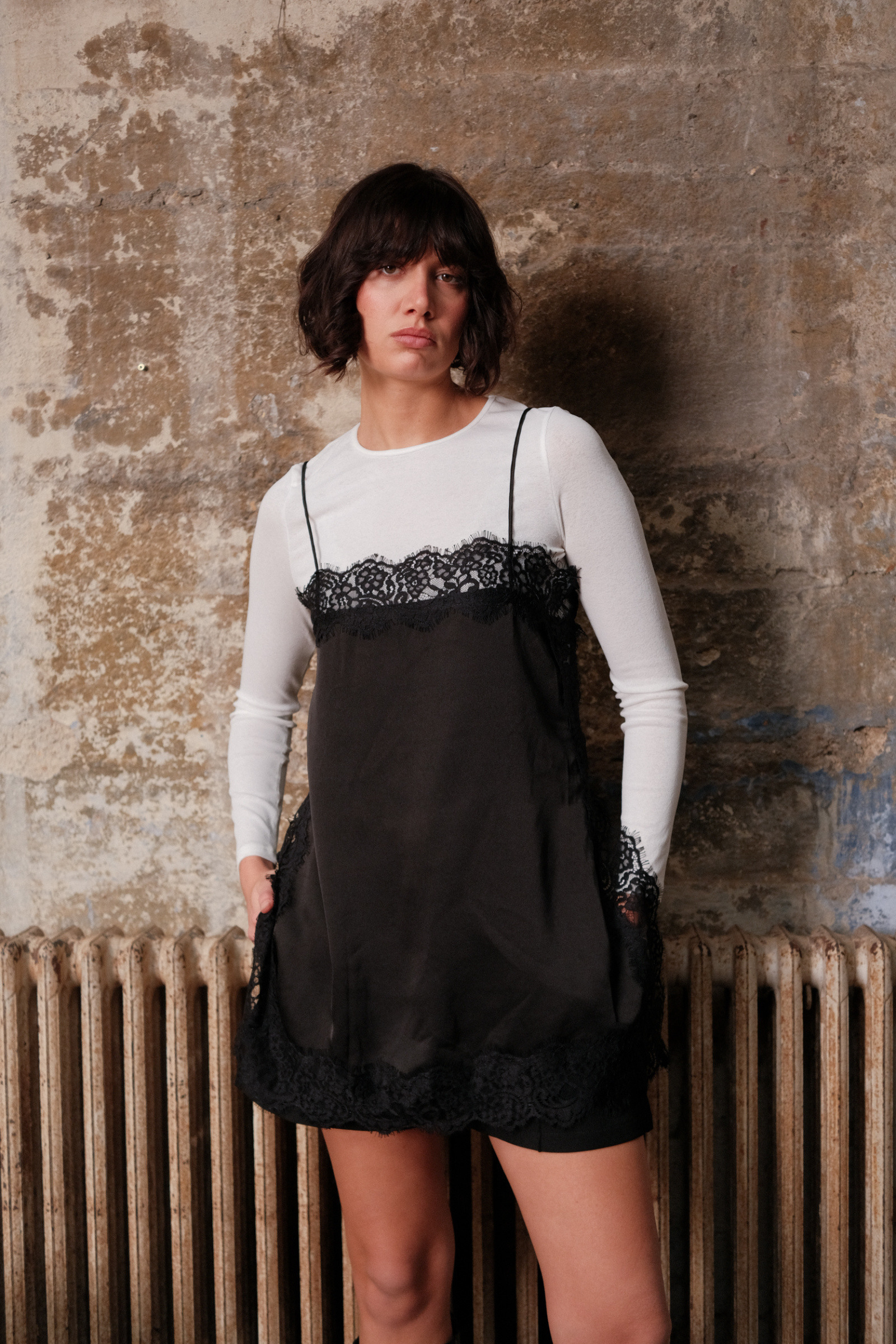 Wholesaler Golden Live - Satin slip dress with lace details
