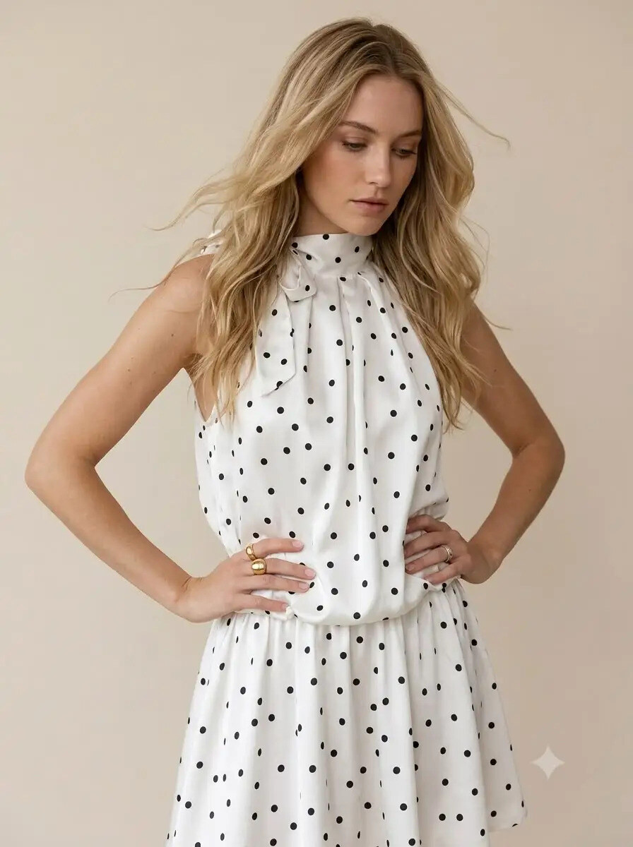 Grossiste Golden Live - Robe col américain à pois