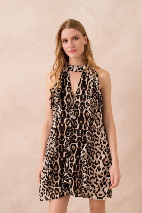 Mayorista Golden Live - Vestido de leopardo con volantes