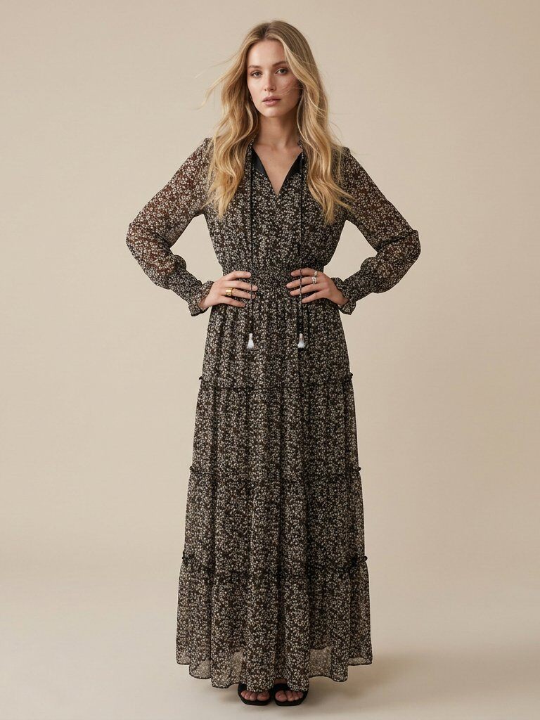 Grossiste Golden Live - Robe maxi imprimé florale