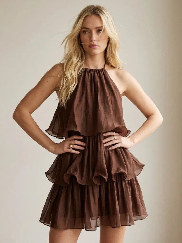 Grossiste Golden Live - Robe en tencel à volants