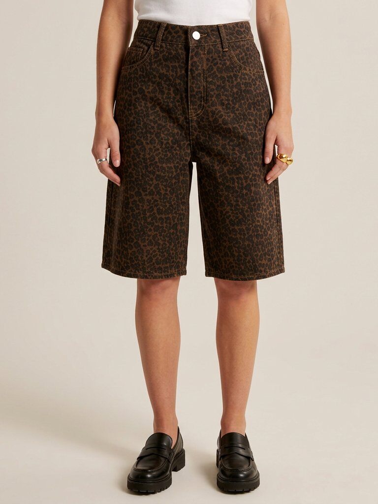 Großhändler Golden Live - Bermuda-Shorts aus Jeans mit Leopardenmuster