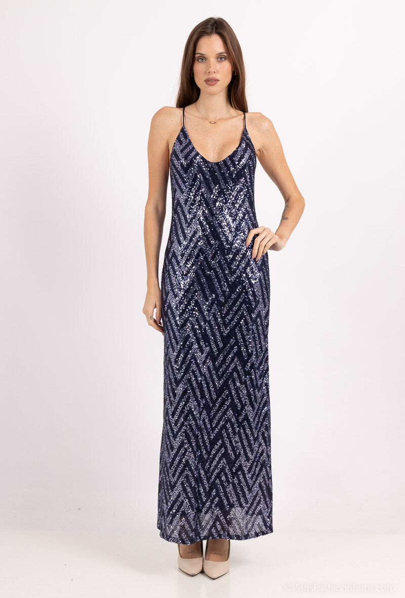 Grossiste Golden Live - Robe longue à sequins motif géométrique
