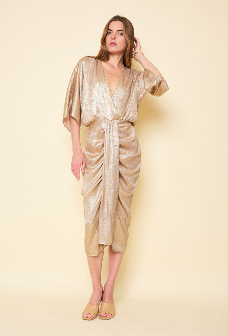 Wholesaler Golden Live - Draped golden dress
