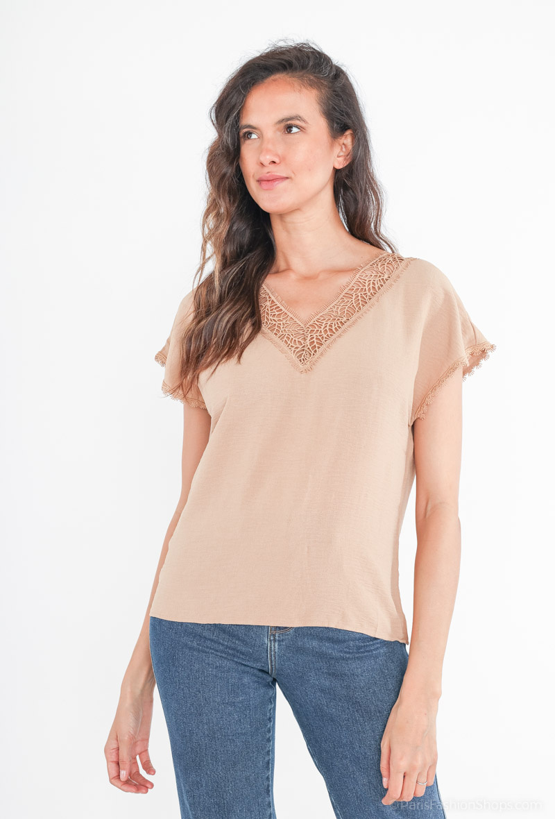 Grossiste Golden Live - T-shirt à col brodé
