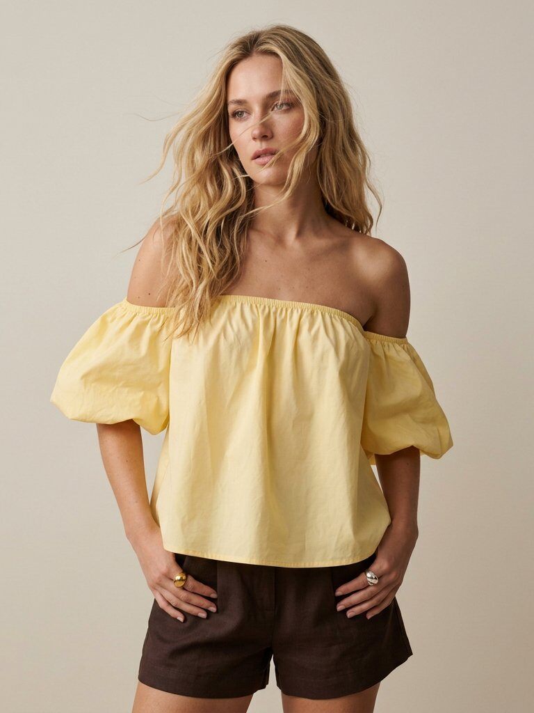 Grossiste Golden Live - Blouse bardot en popeline