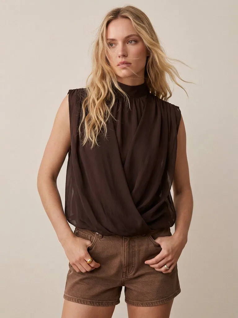 Grossiste Golden Live - Top en mousseline drapé