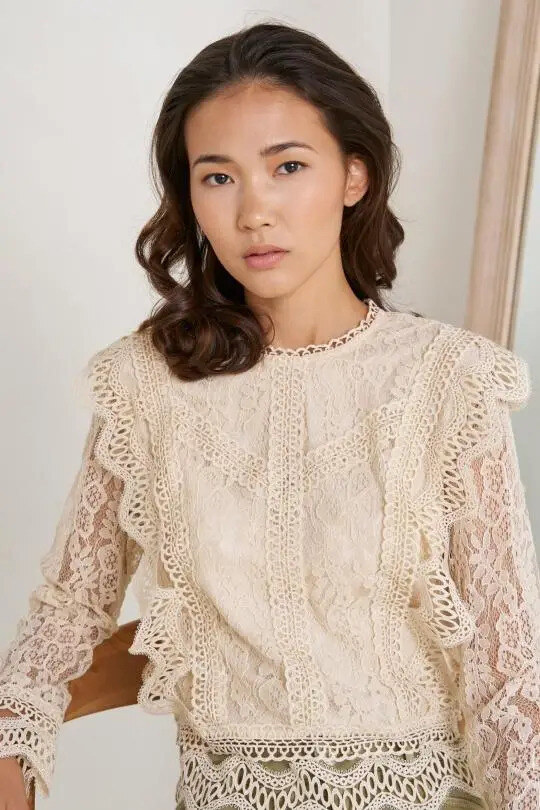 Wholesaler Golden Live - Long sleeve lace top with zip back