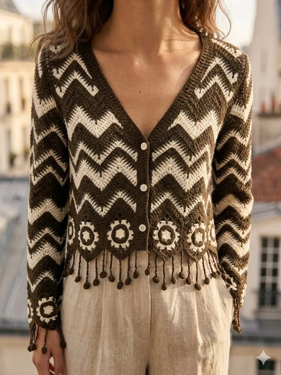 Mayorista Golden Live - Chaleco de crochet bicolor