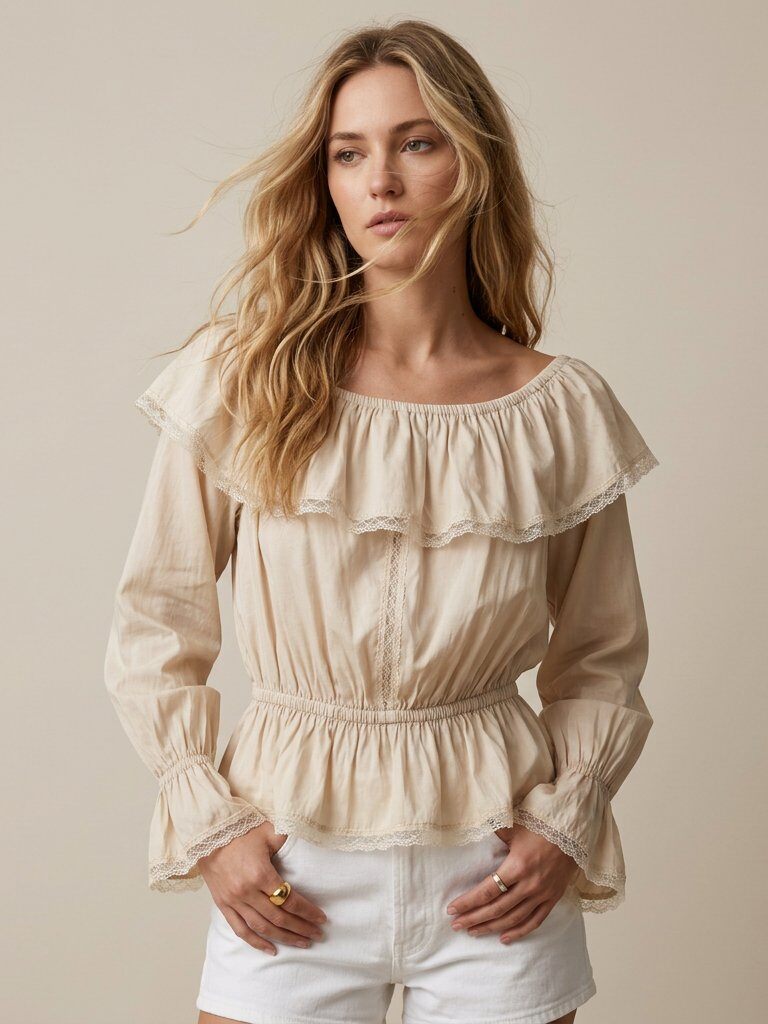 Grossiste Golden Live - Top off shoulder avec dentelle