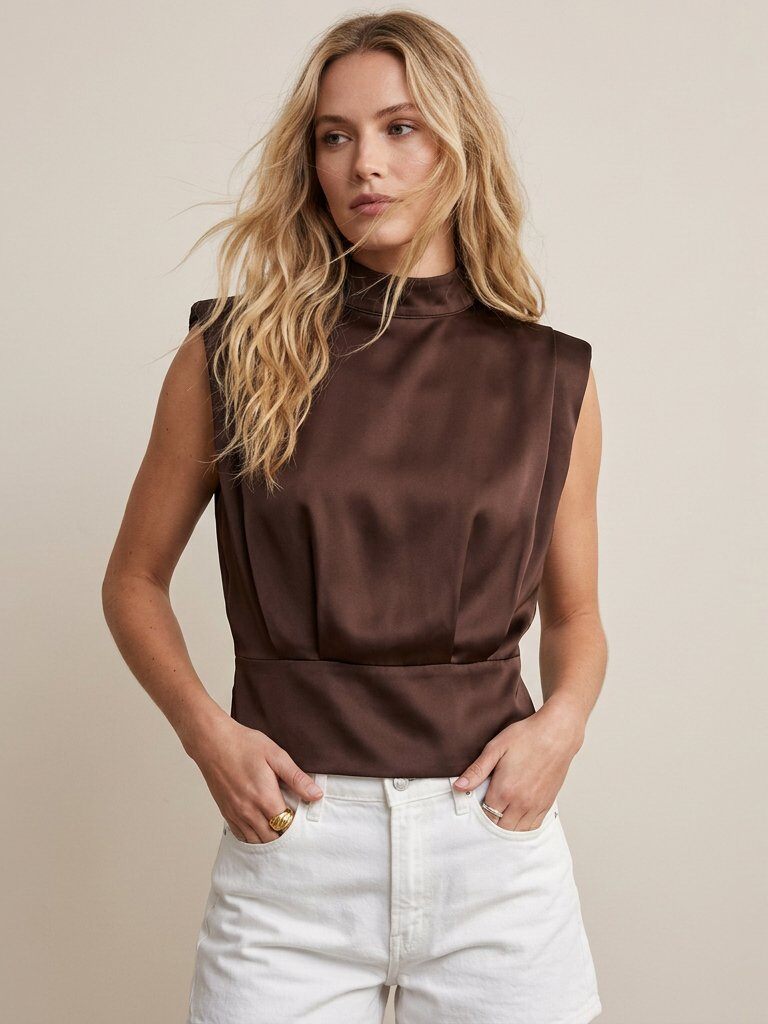 Grossiste Golden Live - Top en satin structuré