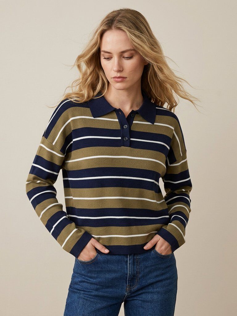 Grossiste Golden Live - Polo tricolore en maille fine
