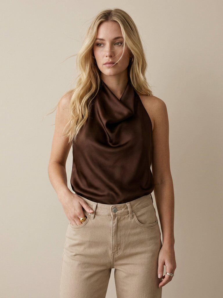 Grossiste Golden Live - Halter top en satin