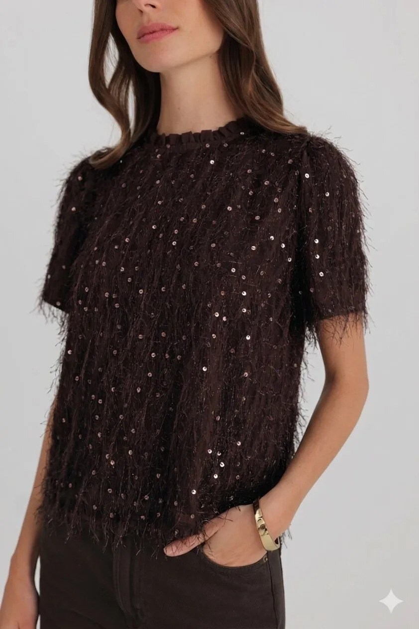 Grossiste Golden Live - Top à franges et sequins