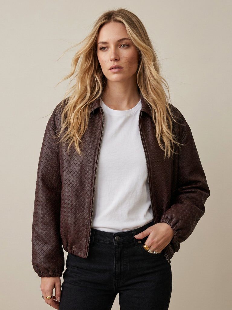 Grossiste Golden Live - Bomber en similicuir tressé
