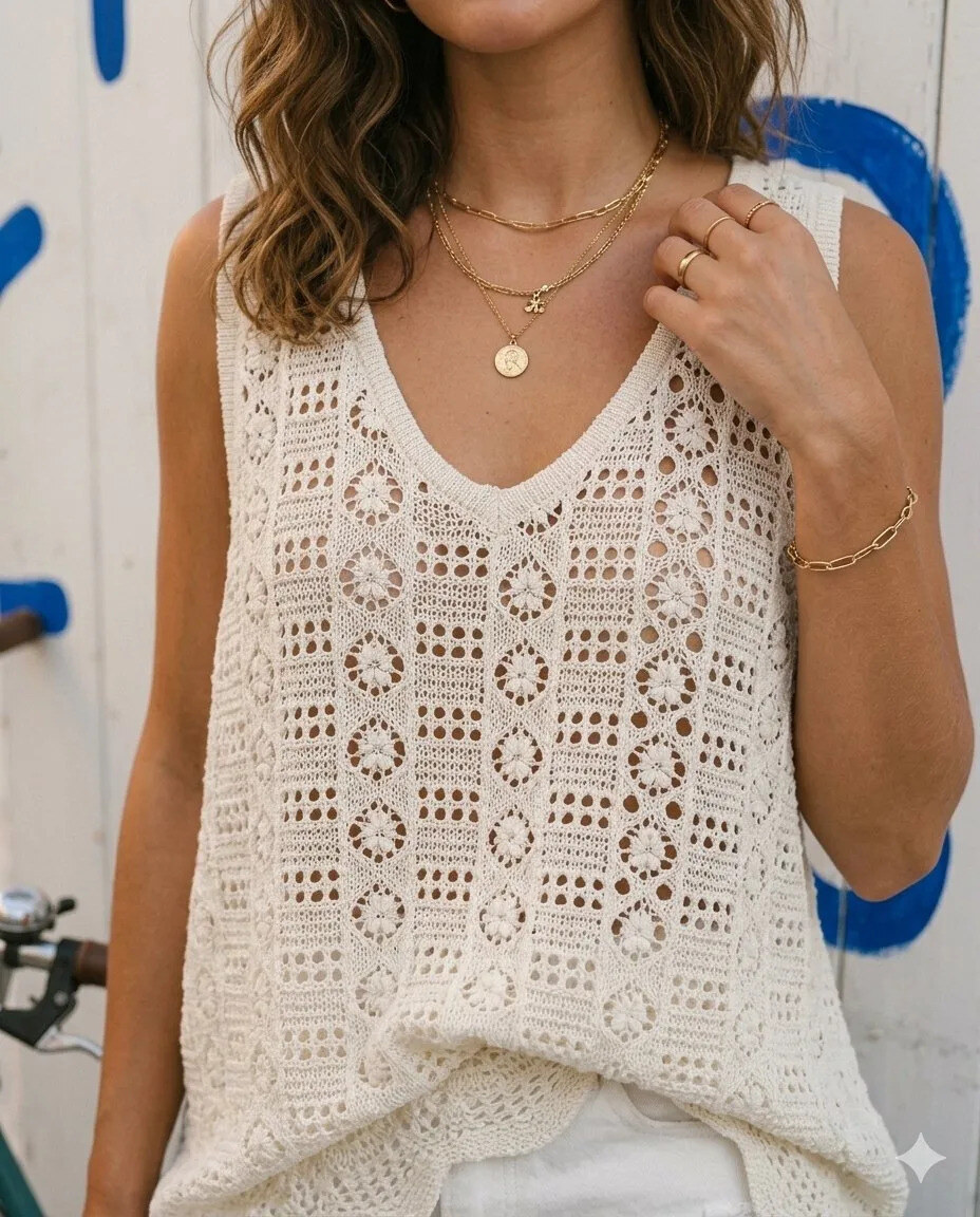 Wholesaler Golden Live - Patterned crochet top
